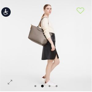 Le Pliage City Tote Large, cowhide leather (taupe)